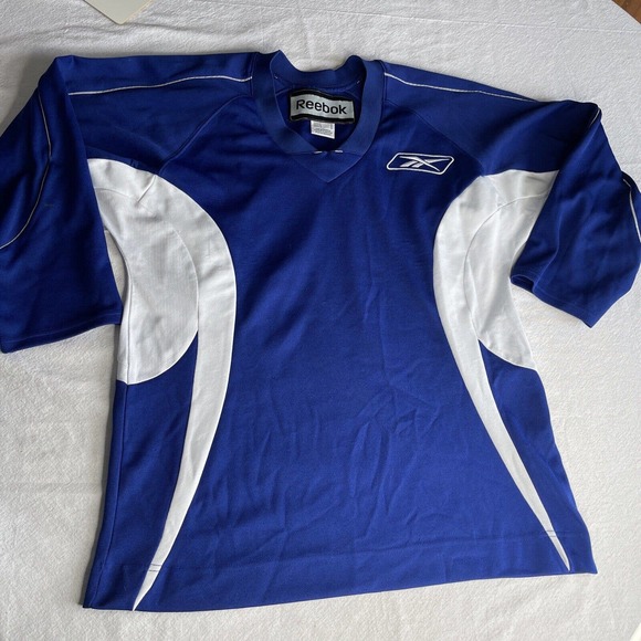 reebok hockey jersey Adult Sz M Blue White Blank No Number - Picture 1 of 12